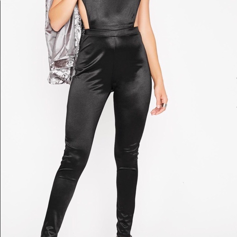 COPY - Black satin open black jumpsuit
